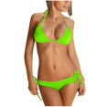 thumbnail image 2 of Cameland Fashion Women's Solid Color Sexy Bikini Drawstring Strap Swimsuit Set, 2 of 3