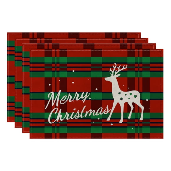 Placemats Elegant Christmas snow table placemats, heat-resistant kitchen placemats washable woven linen