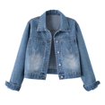 thumbnail image 1 of SHIXIAOO Veste en Jean Décontractée pour Femmes Ajustée Extensible Courte Légère Confortable Élégante Polyvalente pour Printemps Automne Hiver Mode Grande Taille Gilet Femme Léger Femme Long, 1 of 8