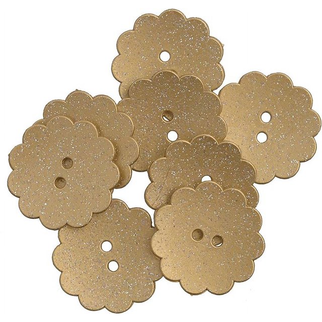Mibo 8pcs Nylon Resin - Daisy Shape - Festive Holiday Button - 36L(22mm) - 2 Hole - Gold Glitter
