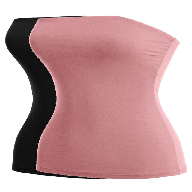 CHUANK Haut Bandeau Long Tube Basique Uni Extensible en Coton pour Femmes, Lot de 2