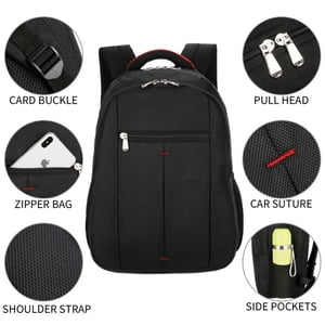 WRISTBIQUE Sac à dos pour ordinateur portable noir Business Travel Light Nylon Computer Bag avec grande capacité