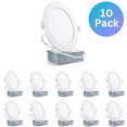 thumbnail image 1 of 4-Inch LED Recessed Slim Pot Lights with Junction Box, 6000K Daylight White, Dimmable 9W 750LM High Brightness Led Panel Lights, IC Rated Indoor & Outdoor Led Ceiling Lights, ETL Listed (10 Pack), 1 of 9