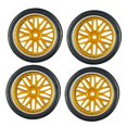 thumbnail image 1 of Milaget 4 Pack RC Car Rims And Tires Tires 32mm Diameter Repalces for 1:18 Scale Yellow, 1 of 9