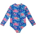 thumbnail image 3 of Little Girls Rash Guard Swimsuits Summer Sun Protection Long Sleeve Girls Bathing Suit Size 5-6 Years, 3 of 8