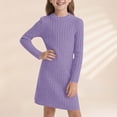 thumbnail image 2 of HXWCHs Robe d'Uniforme Scolaire Filles Coupe Ajustée Robe Moulante Hiver Chaude Extensible Col Roulé Manches Longues Tenue Décontractée pour Tout-Petits et Enfants avec Doux Violet 9-10 Ans, 2 of 5