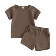 thumbnail image 1 of Plebaso Boys Girls casual Summer Solid Color Short-Sleeved Shorts Two-Piece Set Kids Summer Clothes Suits, 1 of 3