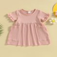 thumbnail image 2 of Girl Short Sleeve  Neck Solid Pockets Princess A-Lined Dress, 2 of 8