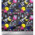 thumbnail image 1 of Soimoi Gray Cotton Voile Fabric Circle & Triangle Geometric Printed Craft Fabric by the Yard 56 Inch Wide, 1 of 1