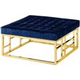 thumbnail image 1 of Best Master Furniture 36" Carré Moderne Or Plaqué Accent Pouf en Bleu, 1 of 1