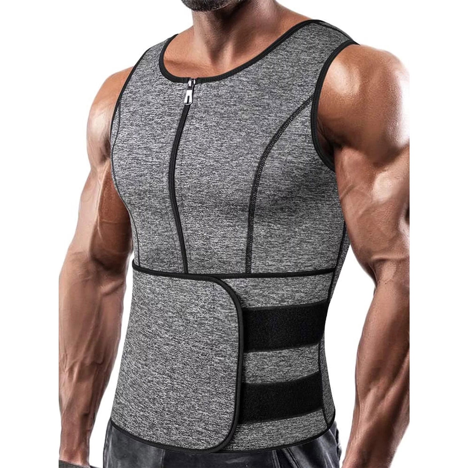Neoprene Sauna Suit for Men Zipper Waist Trainer Vest Tank