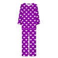 thumbnail image 3 of TIMIFIS Pyjamas de la Saint-Valentin pour Femmes Ensembles de Pyjamas pour Dames Décontractés Manches Longues Mignon Imprimé Cœur Col Rond Hauts Décontractés avec Pantalons Ensembles de Pjs, 3 of 3