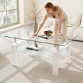 thumbnail image 3 of Table Basse Rectangulaire en Verre, Table Basse Transparente, Tables d'Appoint Modernes pour Salon, Mobilier de Salon, Blanc, 3 of 8