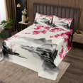 thumbnail image 2 of Erosebridal Chic Cherry Blossoms Coverlet Set King, Japanese Style Ink Painting Bedding Set 3-Piece, 2 of 5