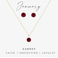 thumbnail image 1 of Goldtone January Garnet Birthstone CZ Earring & Necklace Set, 1 of 2