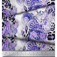 thumbnail image 2 of Soimoi Blue Rayon Fabric Paisley & Leopard Animal Skin Decor Fabric Printed Yard 56 Inch Wide, 2 of 3