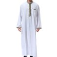 thumbnail image 2 of Birdeem Robe Musulmane pour Hommes Robe Arabe Mi-Longue Style Long Manches Longues Brodée Col Montant Poche Longue Chemise Mode Décontractée, 2 of 9