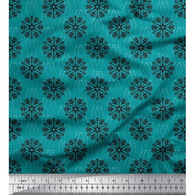 Soimoi Rayon Fabric Dot & Snowflake Artistic Fabric Prints By Yard 42 Inch Wide