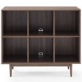 thumbnail image 3 of Crosley Furniture Liam 6 Cubby Wooden Record Storage Cube Bookcase in Walnut, 3 of 11