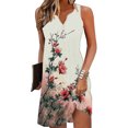 thumbnail image 2 of UPPADA Robes d'Été de Plage pour Femmes Vacances Sortie de Plage Robe Midi Boutonnée Sans Manches Bohème à Fleurs Robe d'Été Col en V Coupe Ample Articles à Rabais Multicolore,P, 2 of 6