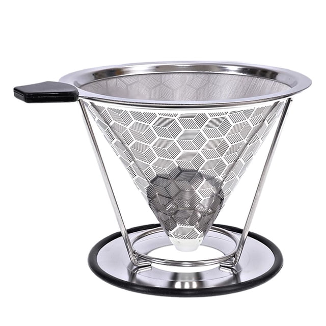 Reusable Coffee Filter Stainless Steel Holder Metal Mesh Funnel Baskets Brew Drip Coffee Filters Dripper Drip Coffee Filter Cup