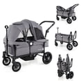 thumbnail image 1 of Gymax Poussette-Wagon pour 2 Enfants, Poussette Double à Pousser et Tirer avec Poignée Réglable, Gris, 1 of 10