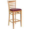 thumbnail image 1 of HERCULES Series Ladder Back Natural Wood Restaurant Barstool - Burgundy Vinyl Seat, 1 of 6