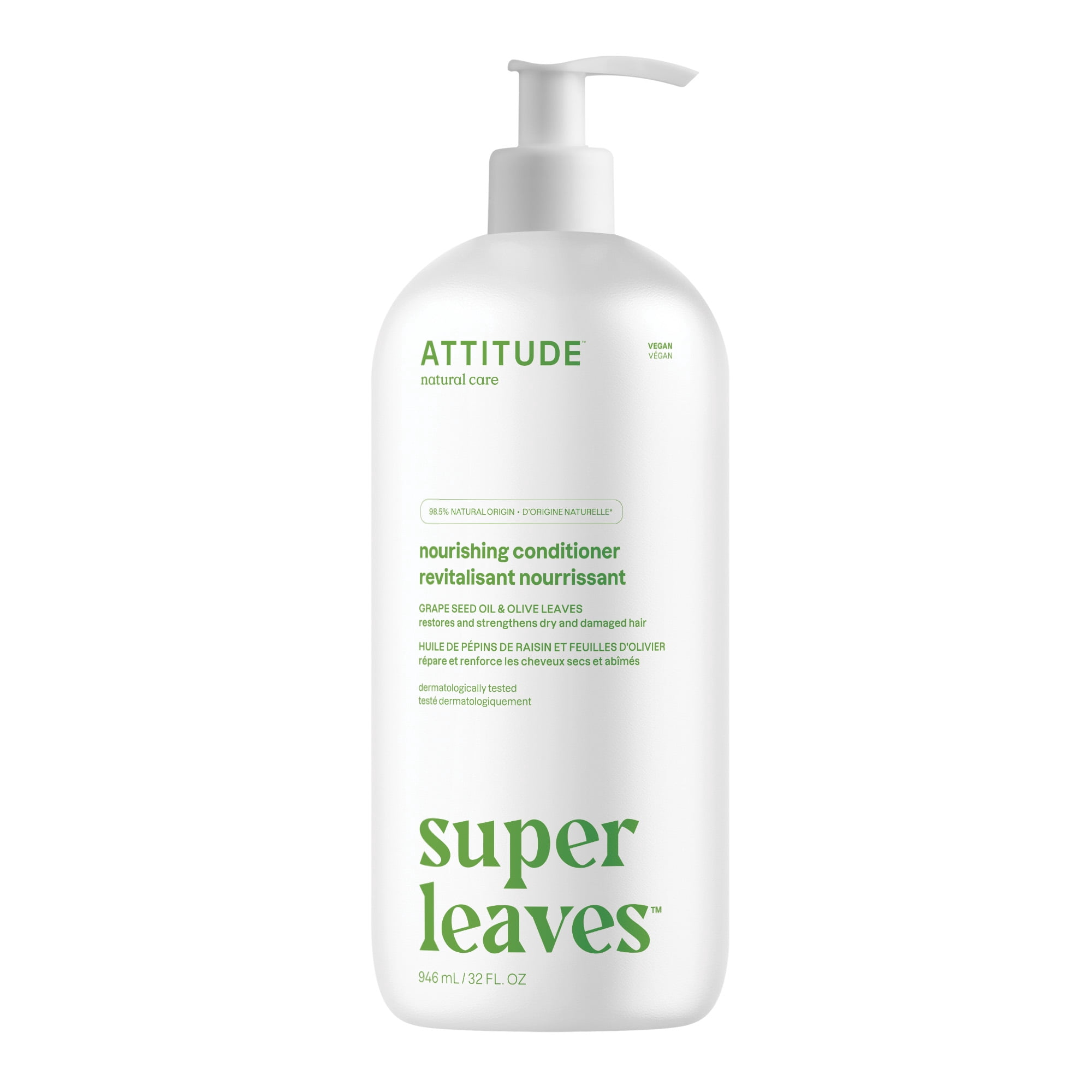 ATTITUDE super leaves, Revitalisant Nourrissant, Huile de Pépins de Raisin & Feuilles d'Olivier