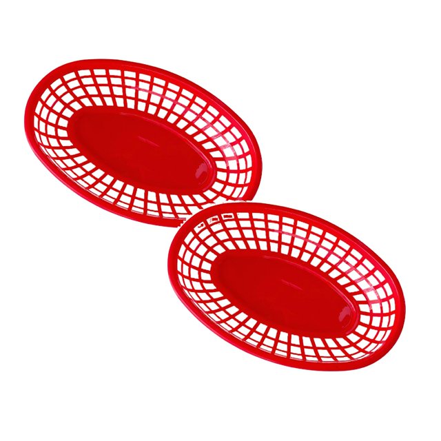 Oleegame 2PC Kitchen Plastic Vegetable Washing Basket Double Layer Fruit Plate Vegetable Basket Multifunctional Storage Basket Red