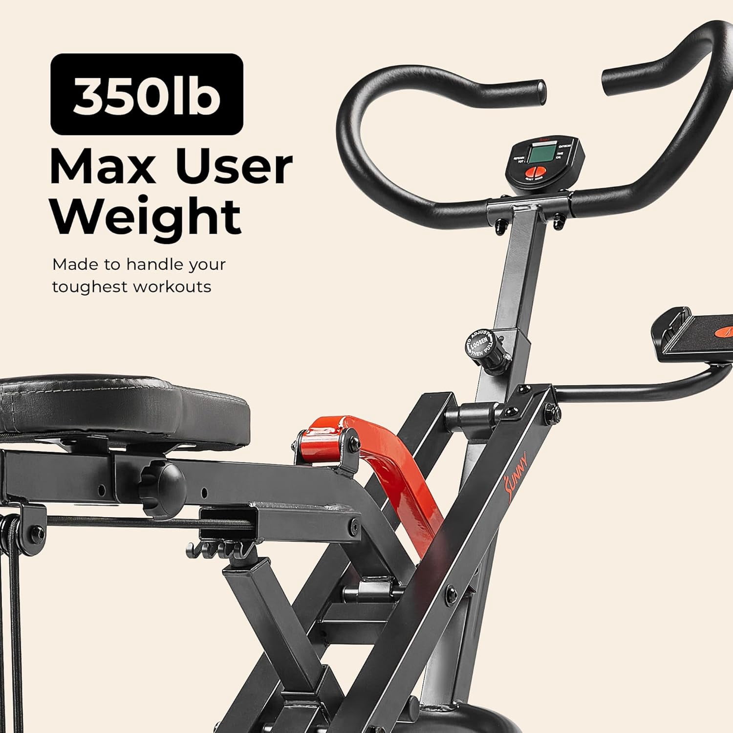Sunny Health & Fitness Smart Row-N-Ride Robuste – Appareil d'assistance aux squats pour un entraînement complet du corps – NO. 077PLUSSMART