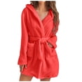thumbnail image 2 of Gift TIMIFIS Red Womens Robe Plush Soft Robe , Warm, Fleece Bathrobe Winter Warm Pajamas Shower Nightgown pring/Summer, 2 of 6