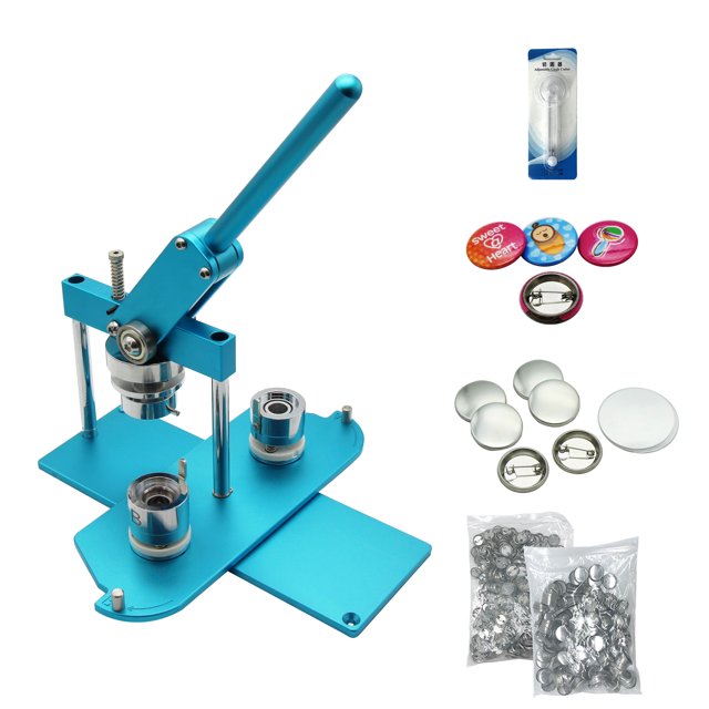 ChiButtons (Kit) 25mm (1") Button Maker Machine-B400 Model (Black) + 25mm Die Moulds + 500 set Button Components + Adjustable Circle Cutter (Blue)