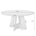 thumbnail image 3 of Fnova 47" Coffee Table, Round Dining Table for 4 People, Modern Farmhouse Wooden Kitchen Table, Living Room, White (Chairs Not Included), 3 of 16