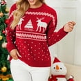 thumbnail image 1 of Fartey Chandails de Noël pour Femmes Mignon Renne Flocon de Neige Vacances Laid Chandail Tricoté Ample Confortable Automne Manches Longues Col Rond Chandail Chandails Rouge G, 1 of 8