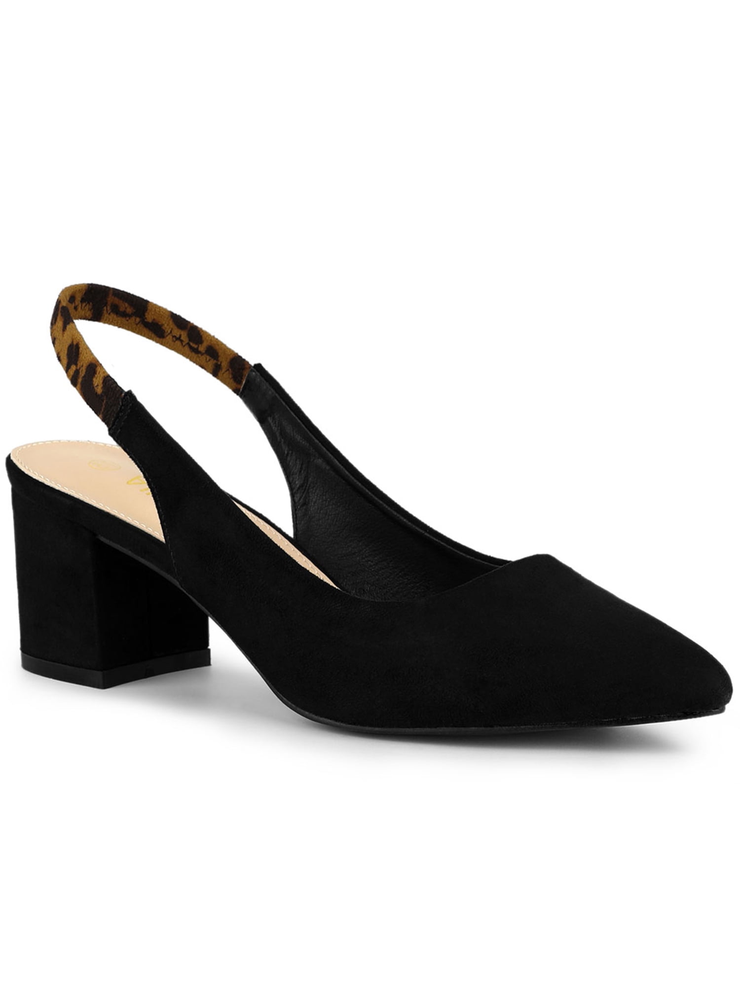 BLISSFUL STEP Women's Block Heel Pumps Slingback Heels Black 9