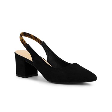 BLISSFUL STEP Escarpins à Talon Bloc pour Femmes Slingback Talons Noirs 9