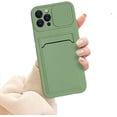 thumbnail image 1 of Étui iPhone 12 Pro Max avec Porte-Cartes en Silicone Liquide Souple Résistant aux Rayures, Étui de Protection pour Appareil Photo avec Objectif Coulissant pour Apple iPhone 12 Pro Max, 1 of 5
