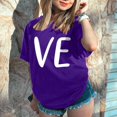 thumbnail image 1 of Hot Sale!! T-Shirts de la Saint-Valentin pour Femmes Imprimés Graphiques Mignons Léopard Cœur Amour Manches Courtes Col Rond Violet + S, 1 of 7