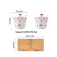 thumbnail image 3 of Hand Drawn Pattern Sugar Bowl With Lid, Ceramic Teacup Shape Sugar Pot, Coffee Accessories, Sugar Pourer, Kitchen Storage-Pink Rose-2 Set, 3 of 8