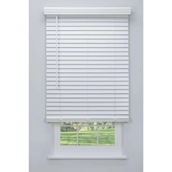 Linen Avenue Cordless 2" Faux Wood Blind White 70 W x 72 H, Outside Mount