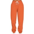 thumbnail image 3 of MAWCLOS Women Jogger Sets Long Sleeve Tracksuit Set Solid Color Two Piece Outfit Breathable Sports V Neck Sweatsuits Orange M, 3 of 5
