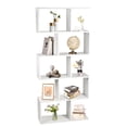 thumbnail image 1 of 5-Tier Geometric Bookcase, Wooden S-Shaped Book Shelves Unit with Anti-collapse Device Design, Decorative Storage Display Stand Shelf for Home Office, White, 1 of 8