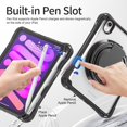 thumbnail image 2 of Case for iPad Mini 7 A17 Pro / Mini 6, iPad Mini 6th/7th Gen 2021 2024 8.3 Inch Shockproof Rugged Protective Cover with 360 Rotating Stand Pencil Holder Hand/Shoulder Strap Transparent Back, 2 of 6