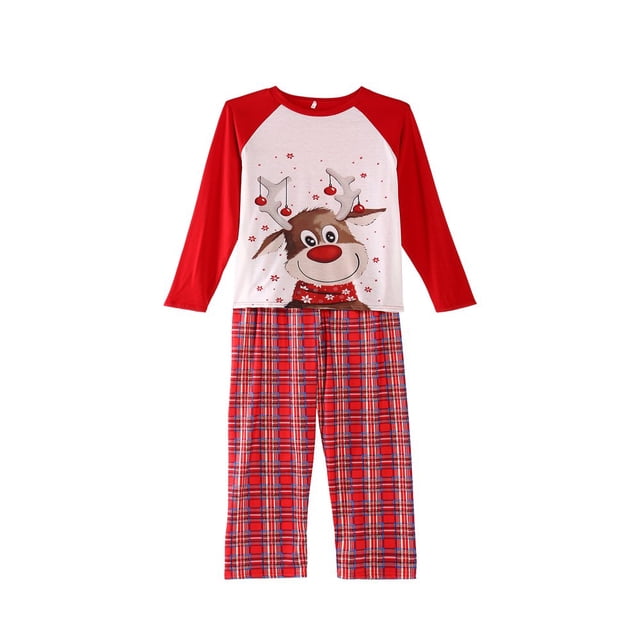 Family Christmas Matching Pajamas Sets Dad Mom Kid Baby Plaid Pattern Sleepwear Parent-Children PJs
