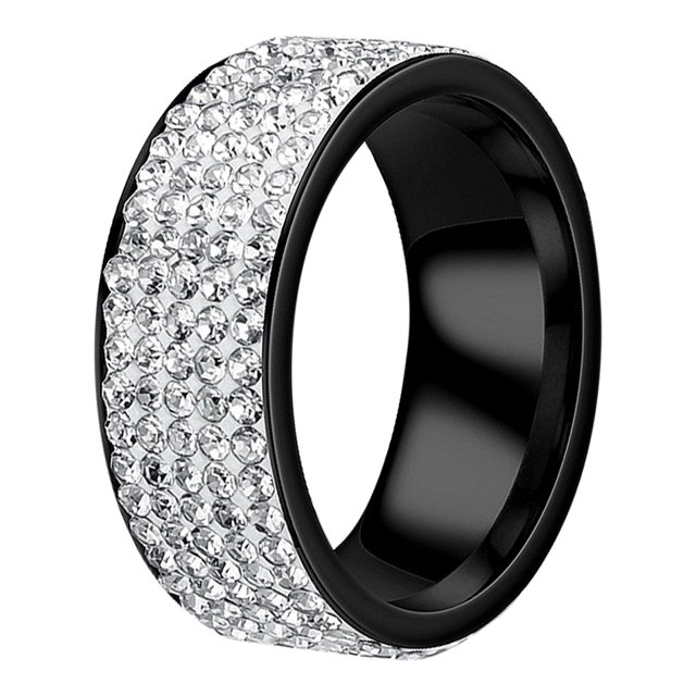 Weiqiqre Shiny Full Diamond Ring Five Rows Cubic Zirconia Rings CZ Diamond Multi Row Ring Eternity Engagement Wedding Band Ring for Women