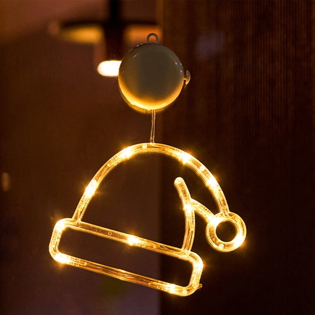 LSLJS Christmas Lights Christmas LED Light Decoration with Suction Cup Hook Christmas Tree Snowflake Snowman Battery Powered Indoor Bedroom Window Display Holiday Lights Warm White