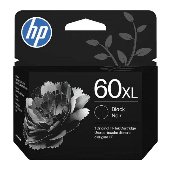 60XL Black Ink Cartridge for HP 60 Ink Cartridge for HP Ink 60 Printer Compatible for Envy 100 110 Printer (1 Black)
