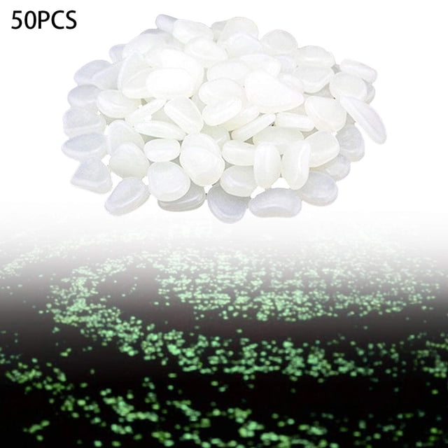 50PC Glow In The Dark Pebbles Luminous Stones Garden Walkaway Aquarium Fish Tank