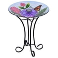 thumbnail image 1 of Hi-Line Gift 78415-D Bain d'Oiseaux en Verre à Fleurs à DEL Solaires avec Support, 1 of 5
