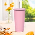 thumbnail image 3 of Lowest Price, Carestrong Portable Large Capacity Stainless Steel Water Bottle Thermos with Straw Coffee Mug for School,Office,Outdoor Traveling 500ml|Stainless steel,Pink,PENDANEM, 3 of 3